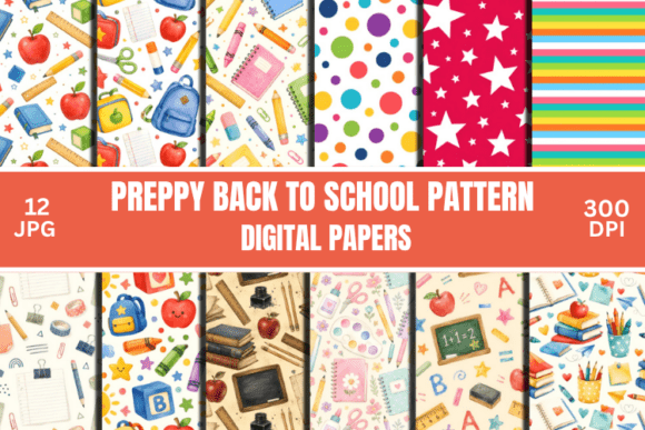 Back to School Pattern Paper Backgrounds