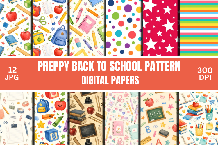 Back to School Pattern Paper Backgrounds