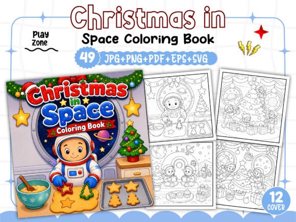 Bold Easy Christmas Space Coloring Book
