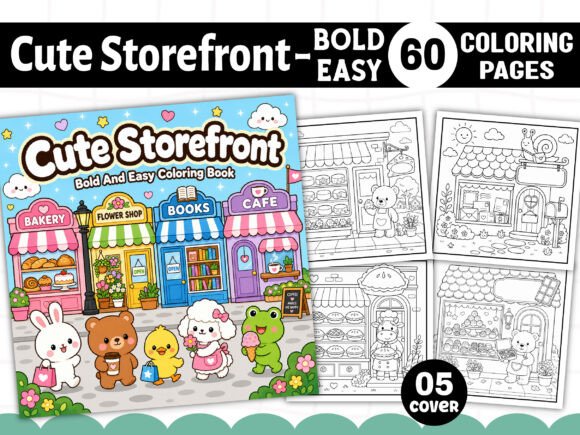 Bold Easy Cute Storefront Coloring Book