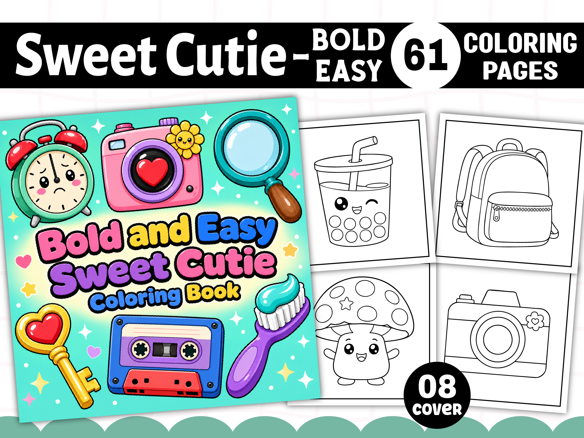 Bold and Easy Sweet Cutie Coloring Book