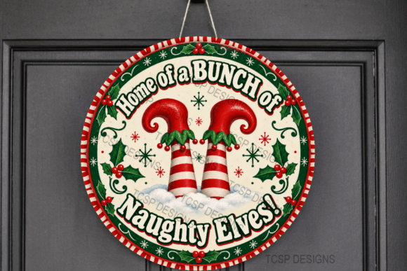 Bunch of Naughty Elves Door Sign