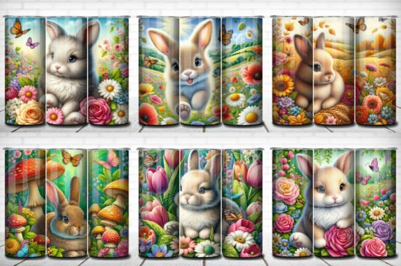 Bunnies in Flower Tumbler Wrap 6-in-1