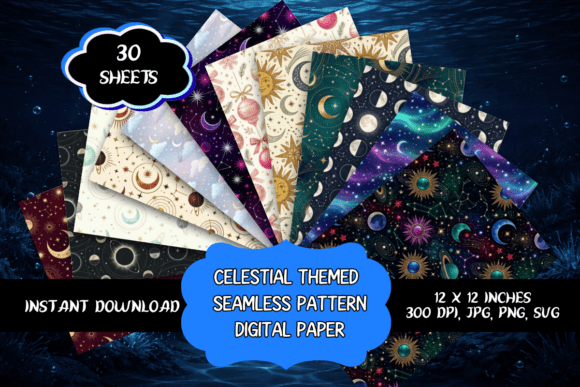 Celestial Seamless Digital Paper