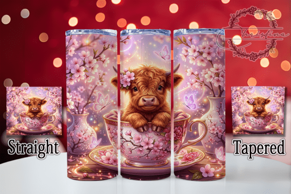 Cherry Blossom Highland Cow 20oz Tumbler