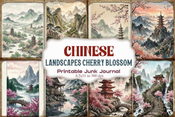 Chinese Landscapes Cherry Blossom Pages