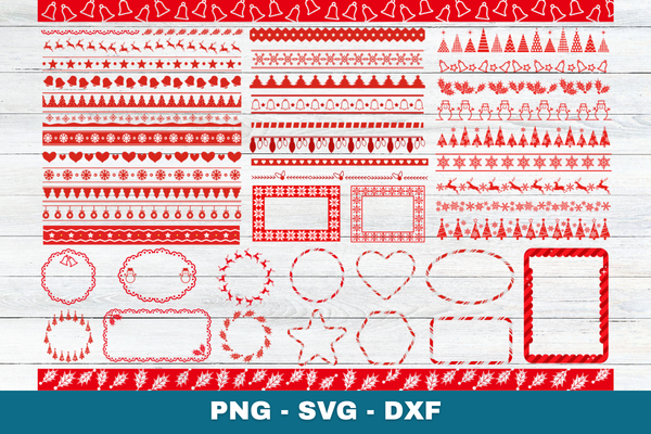 Christmas Borders SVG Frames Bundle