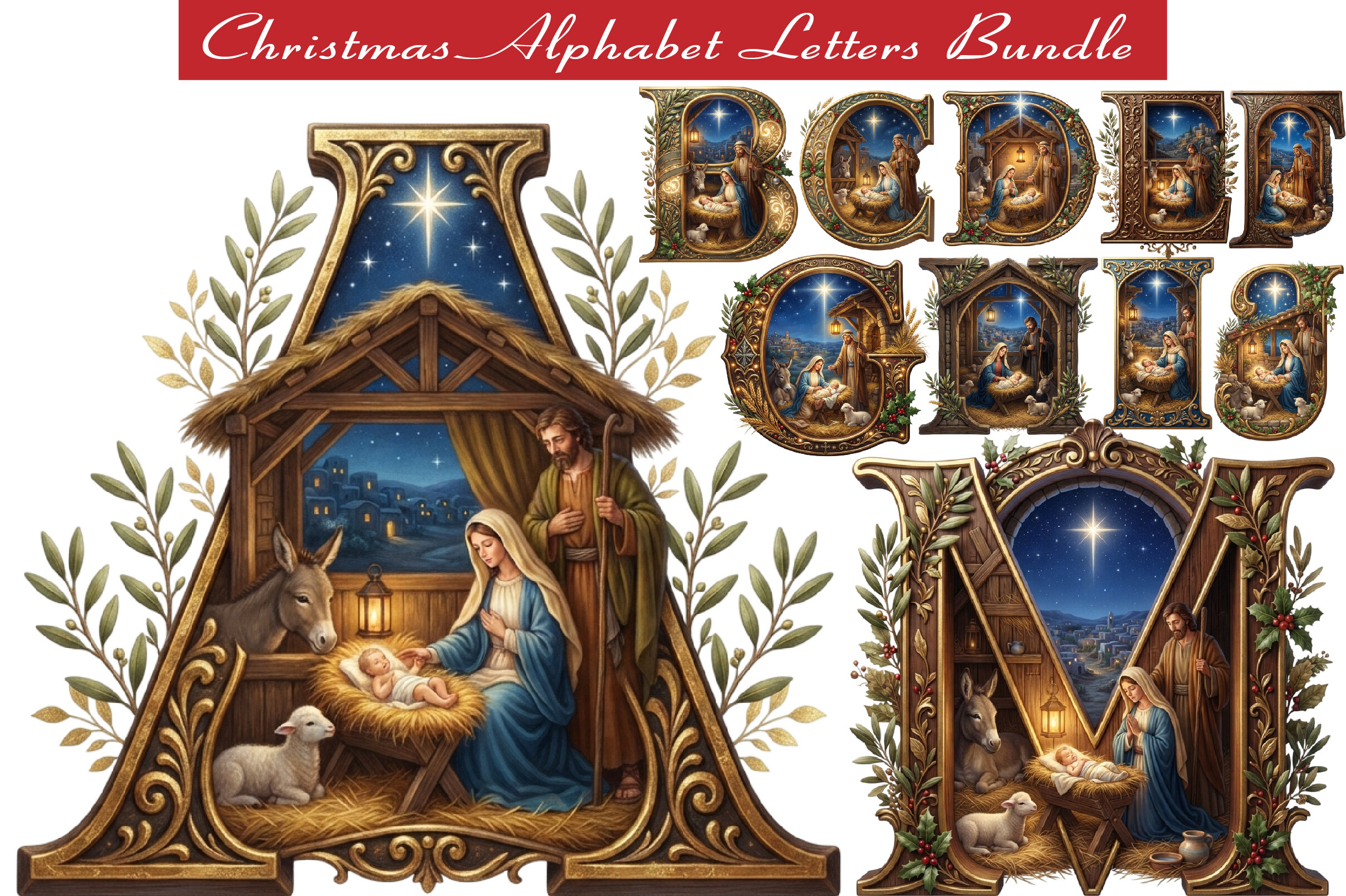 Christmas Christian Alphabet Letters Bun