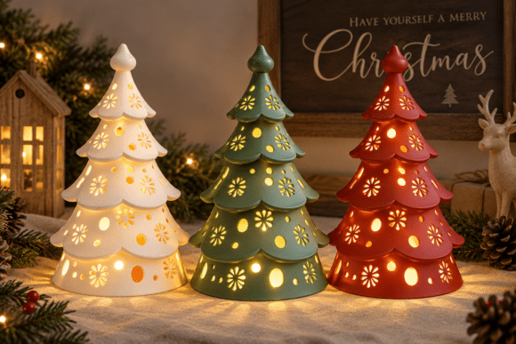Christmas Tree Lantern STL File – 3D Printable Holiday Candle Holder - Image 2