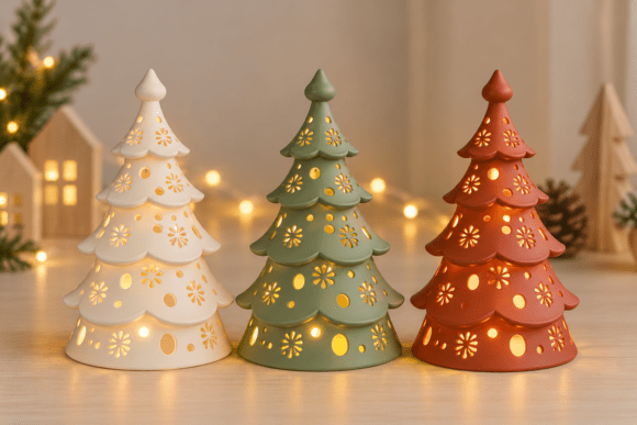 Christmas Tree Lantern STL File – 3D Printable Holiday Candle Holder - Image 4