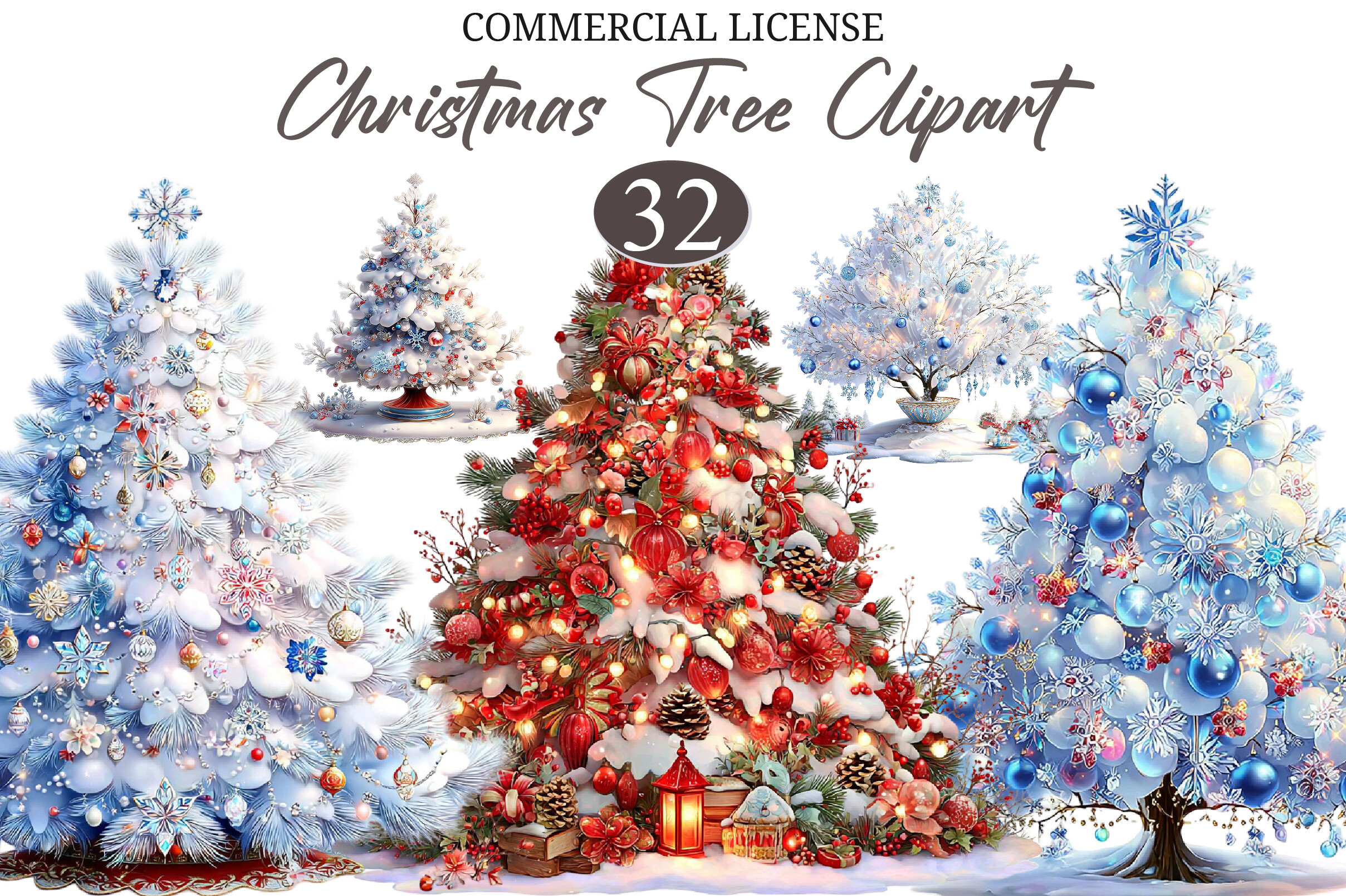 Christmas Tree Clipart Bundle