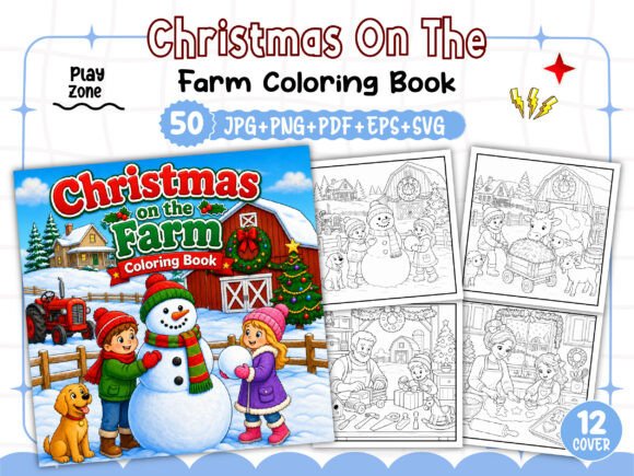 Christmas on the Farm Coloring Pages
