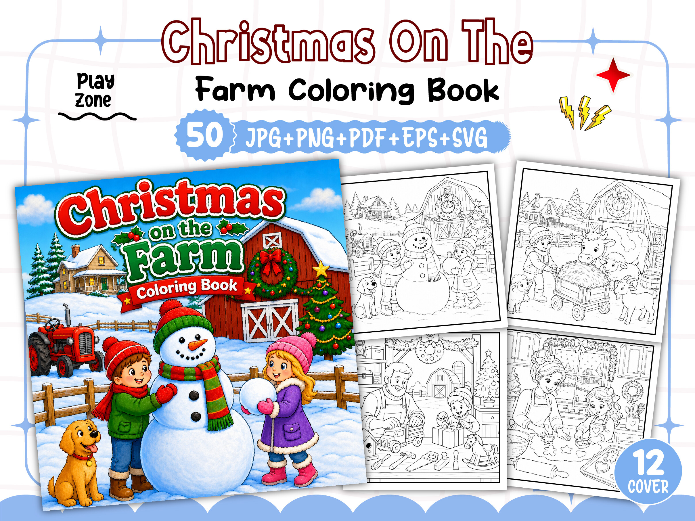 Christmas on the Farm Coloring Pages