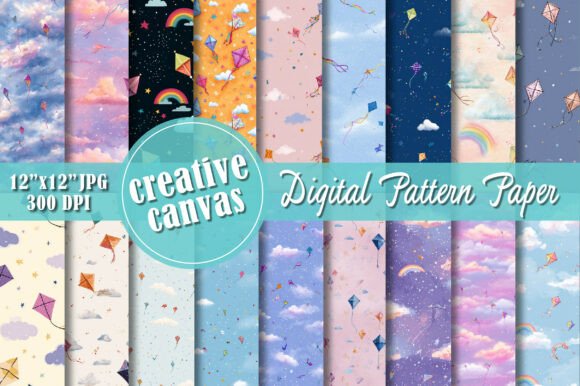 Colorful Kite Seamless Pattern Bundle