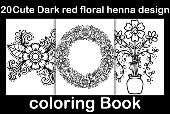 Cute Dark Red Floral Henna Design Colori
