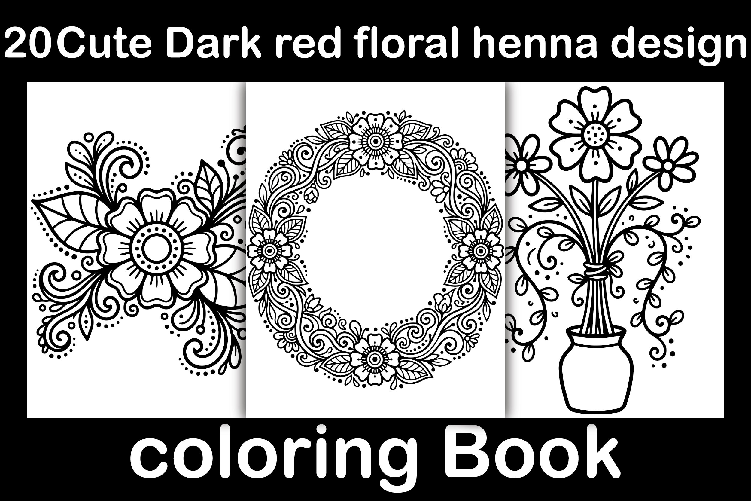 Cute Dark Red Floral Henna Design Colori