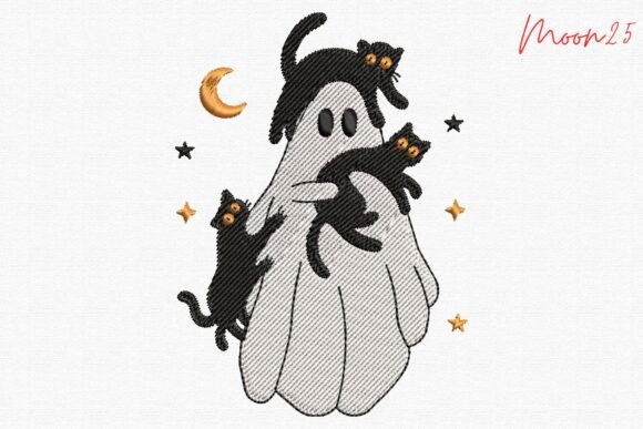 Cute Halloween Ghost & Cats