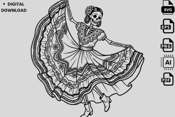 Dia De Los Muertos Dancing Skeleton