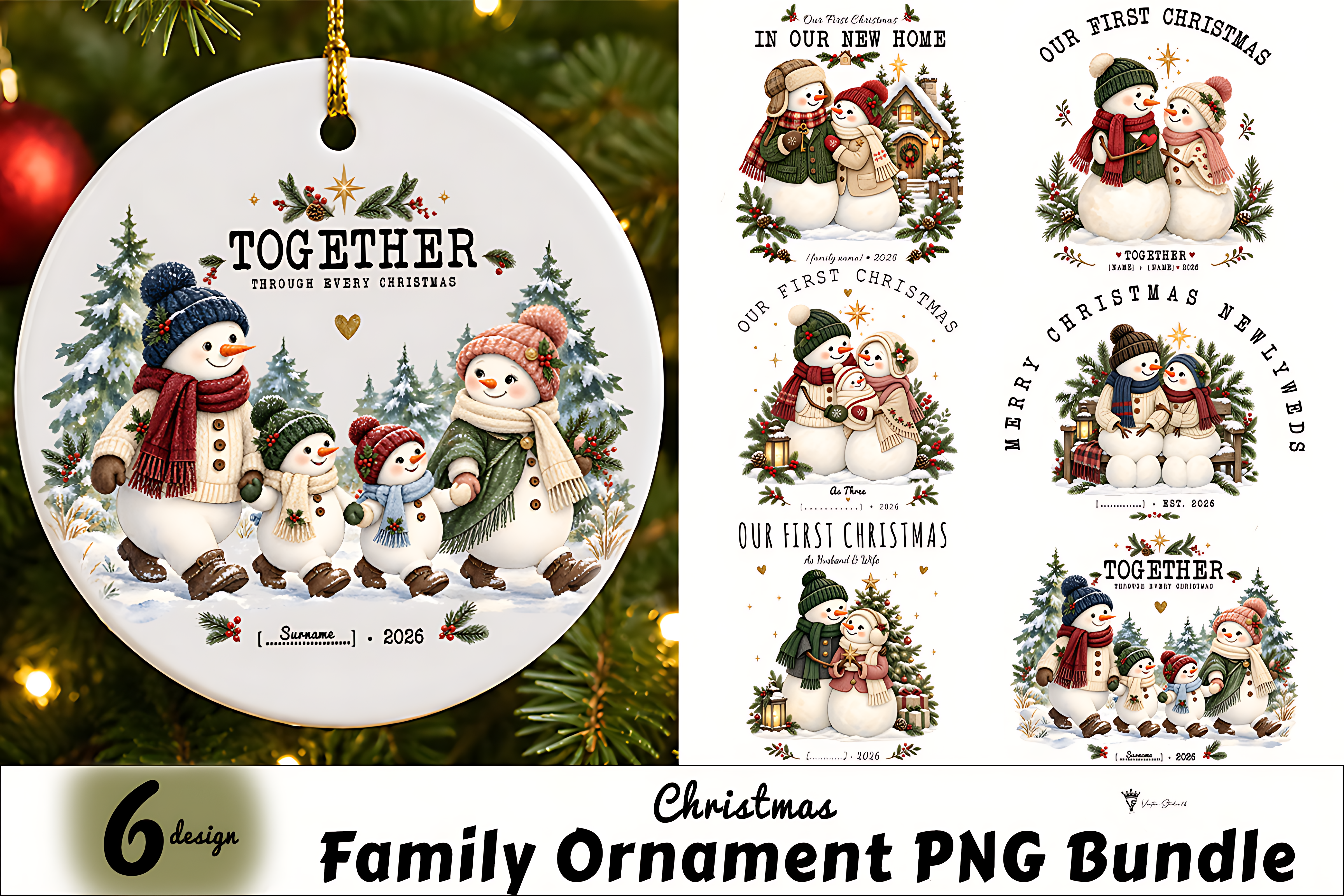 Family Christmas Ornament PNG Bundle
