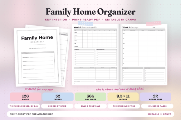 Family Home Organizer, 52 Weeks
