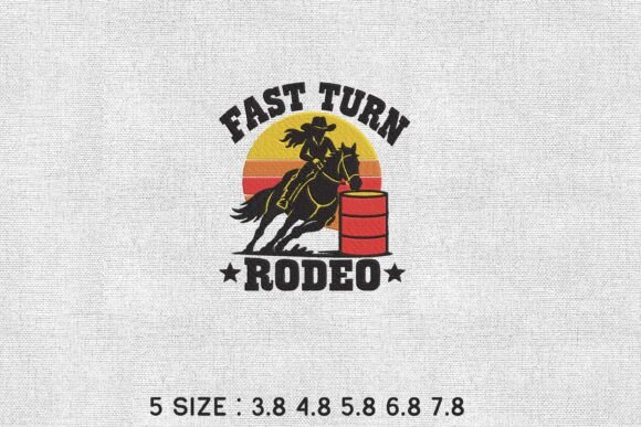 Fast Turn Rodeo Embroidery Design Art