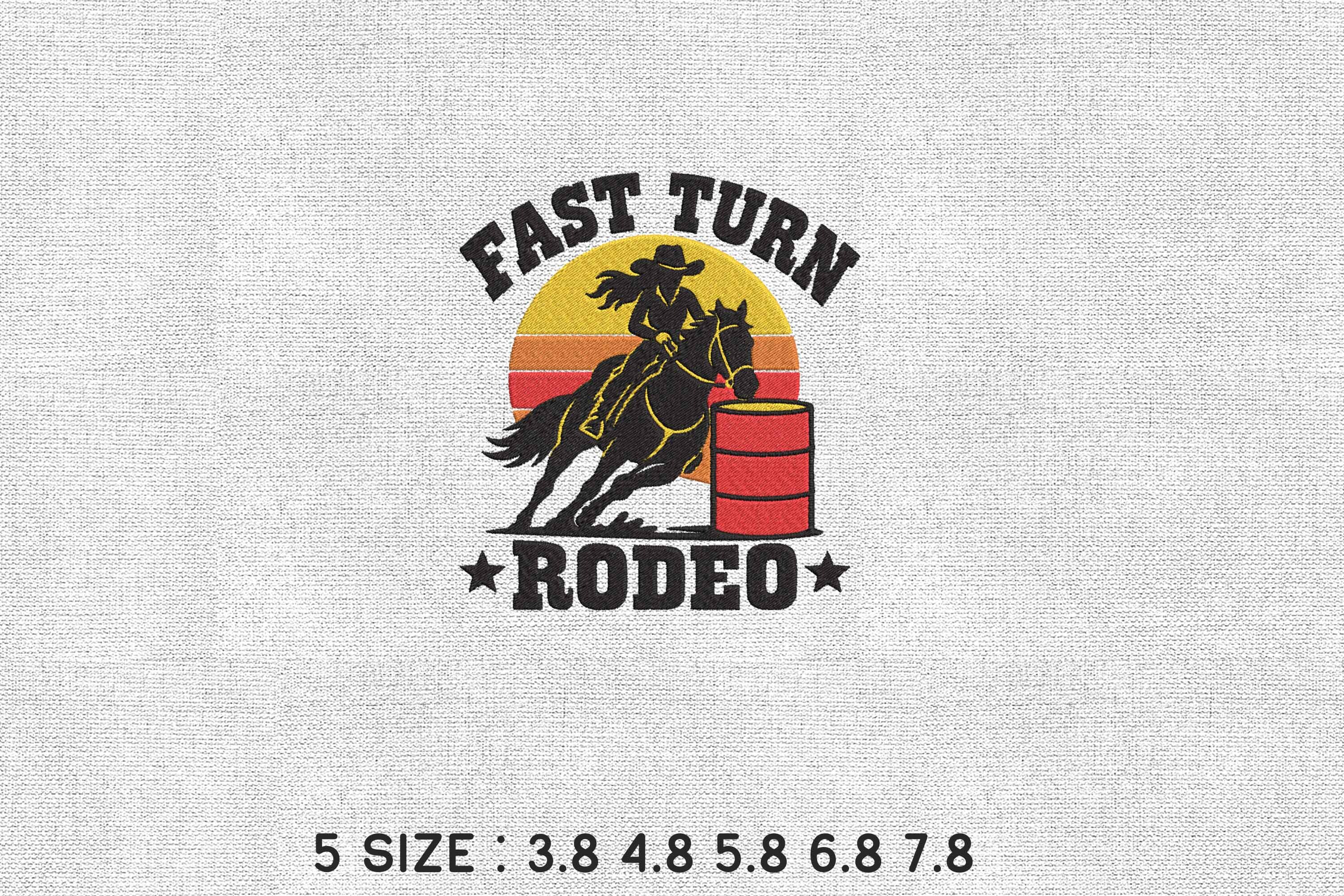 Fast Turn Rodeo Embroidery Design Art