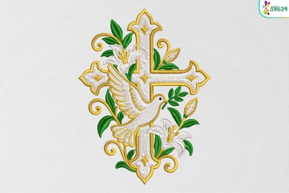 Floral Cross Dove