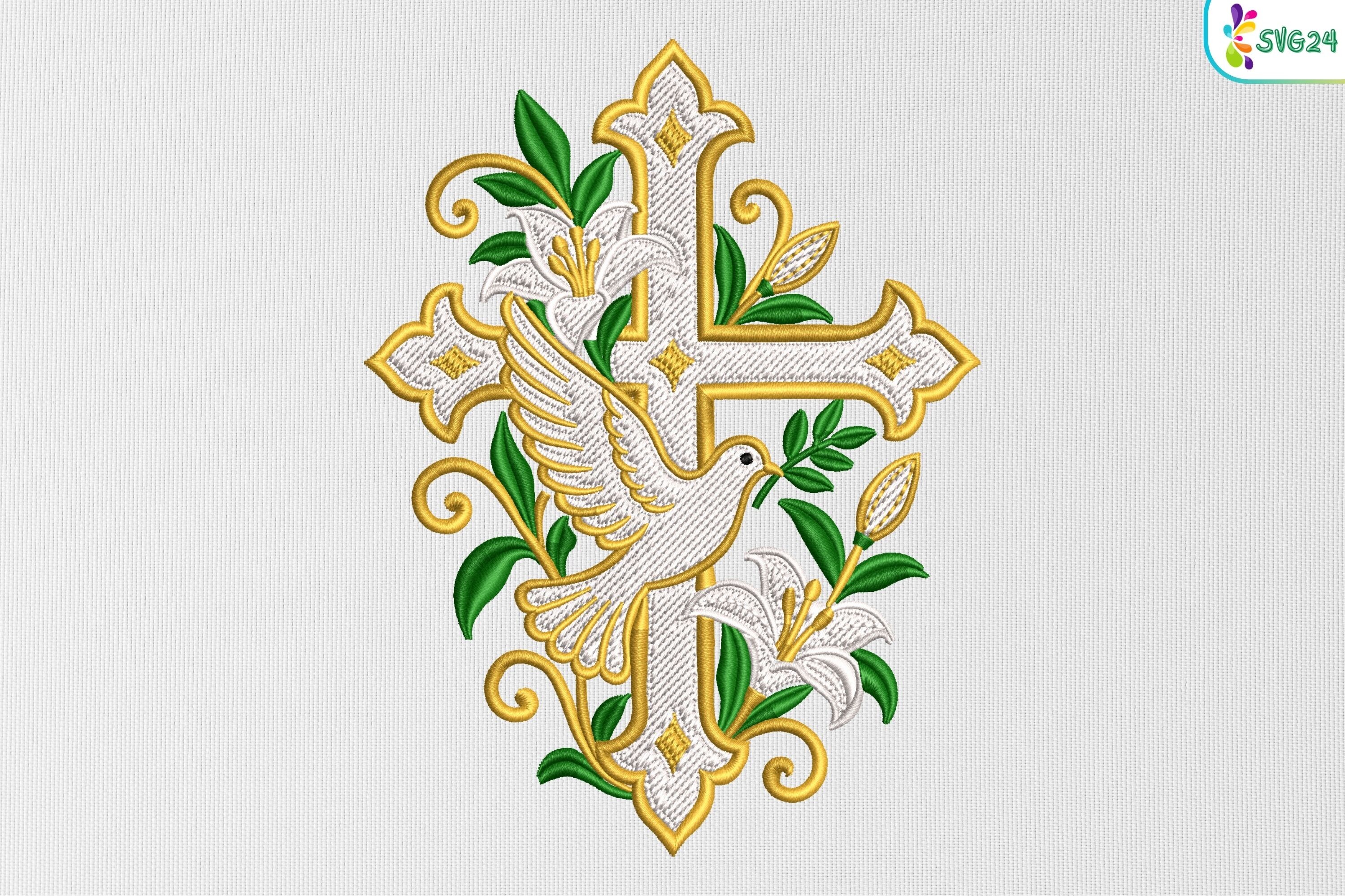 Floral Cross Dove