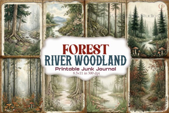 Forest River Woodland Junk Journal Pages