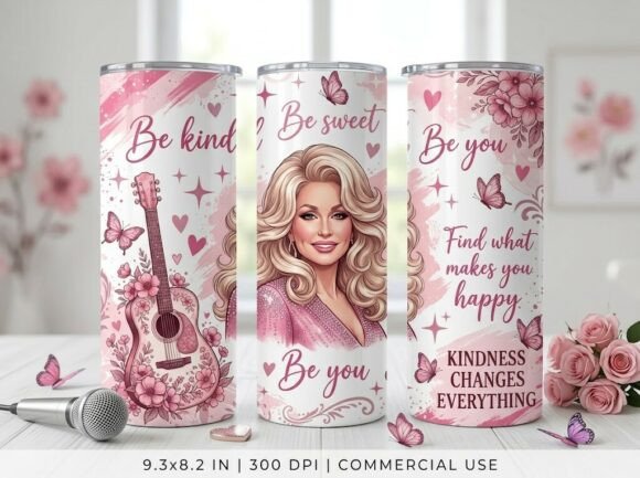 Glamorous Pink Music Girl Tumbler Design