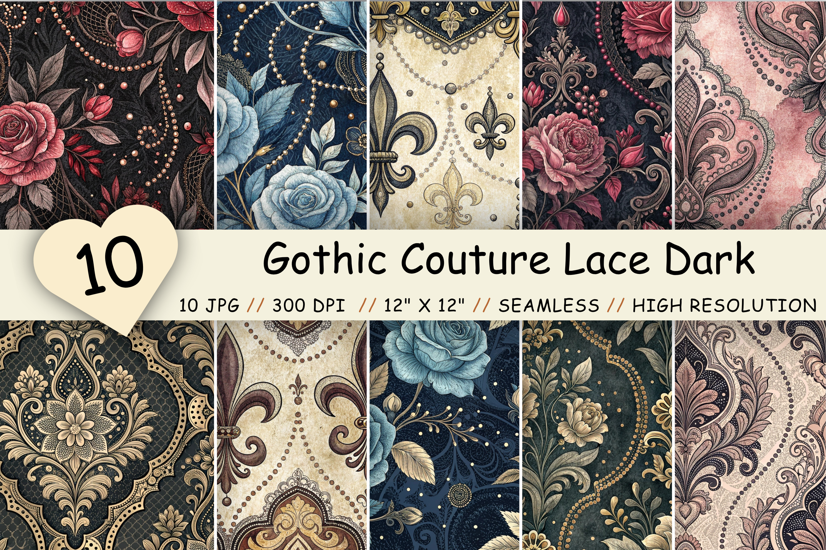 Gothic Couture Lace Dark Patterns