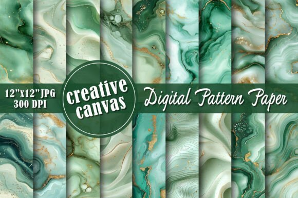 Green Gold Marble Seamless Pattern