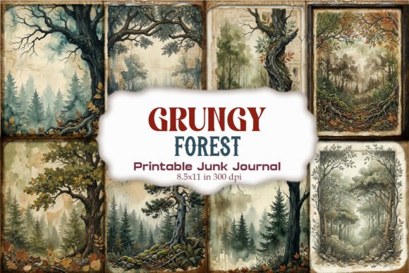 Grungy Forest Junk Journal Pages