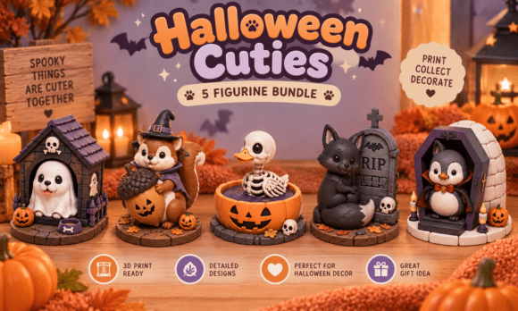 Halloween Cuties Trio STL Ghost, Vampire & Black Cat 3D Print File - Image 11