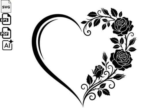 Heart Rose SVG Floral Wedding Design