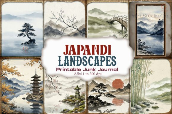 Japandi Landscapes Junk Journal Pages