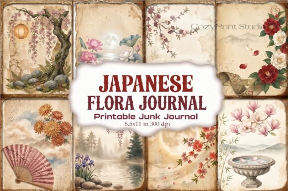 Japanese Flora Journal Junk Journal