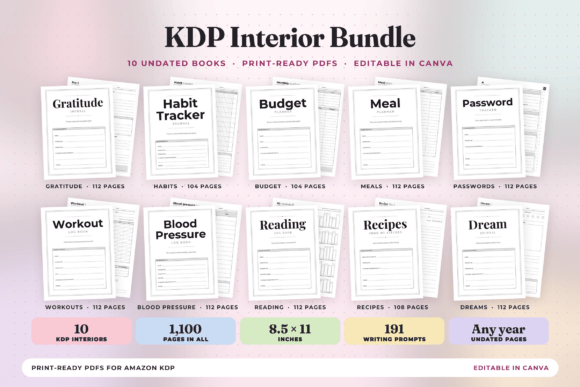 KDP Interior Bundle, 10 Undated Books