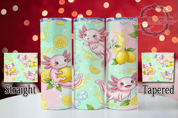 Lemon Cute Pink Axolotl 20oz Tumbler