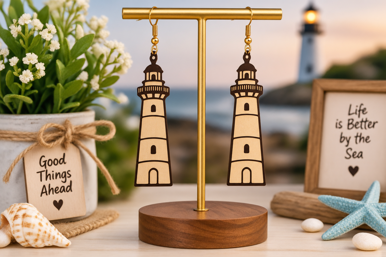 Lighthouse Shape Earring · Creative Fabrica