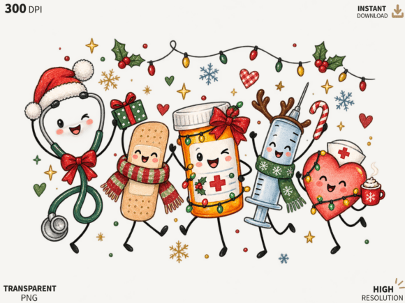 Medical Christmas Holiday Crew PNG, Cute