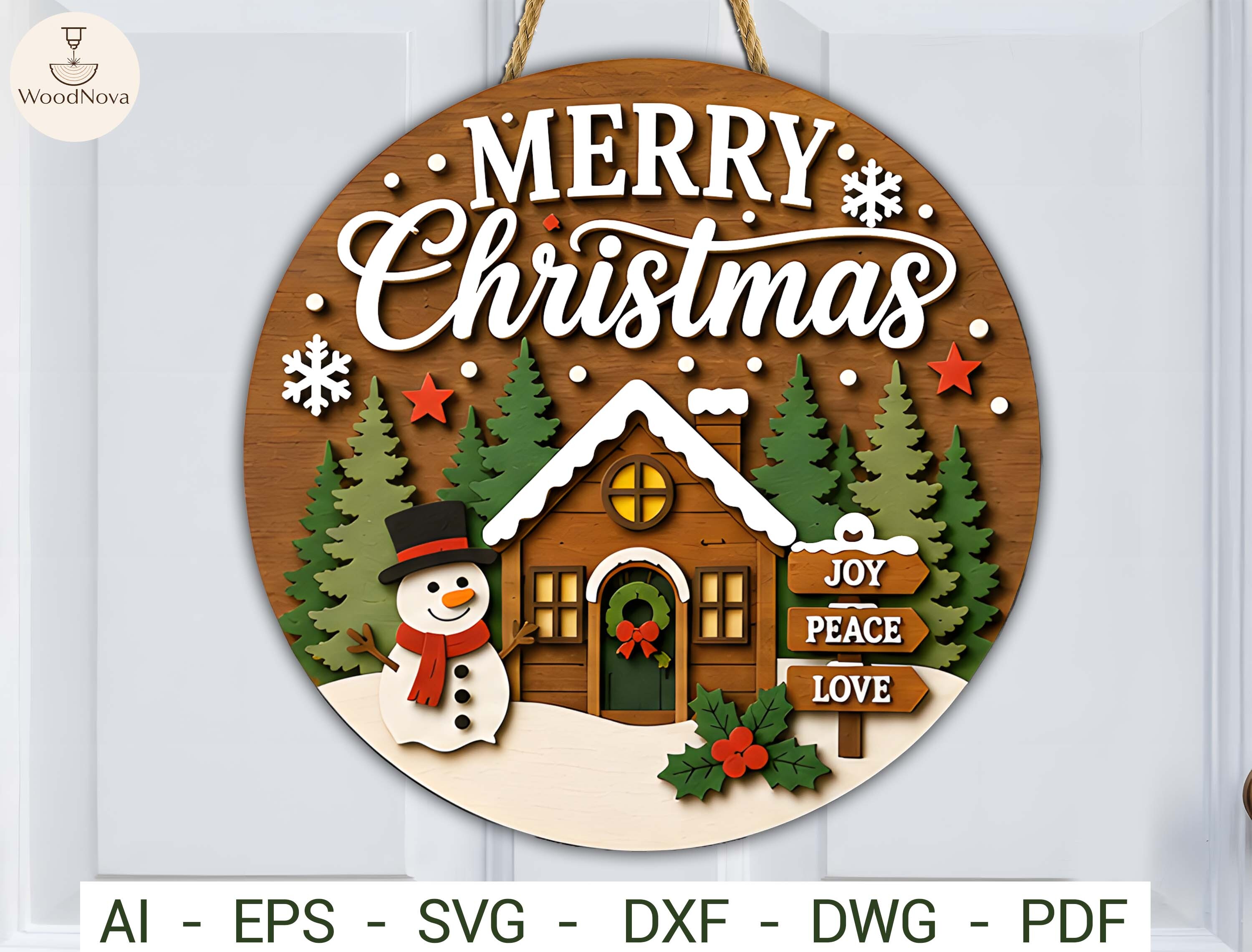 Merry Christmas Door Hanger SVG