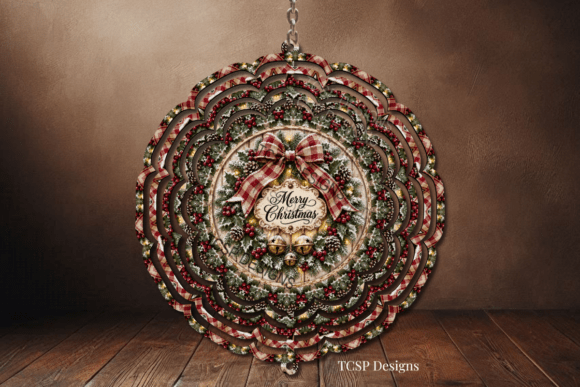 Merry Christmas Wreath Wind Spinner