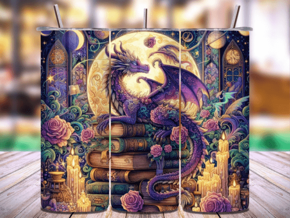 Moon Dragon 20oz Tumbler Wrap PNG Vol.4