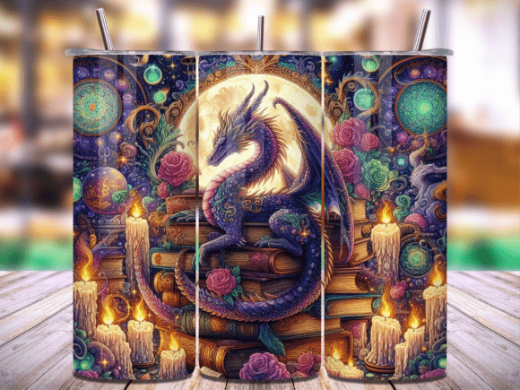 Moon Dragon 20oz Tumbler Wrap PNG Vol.5