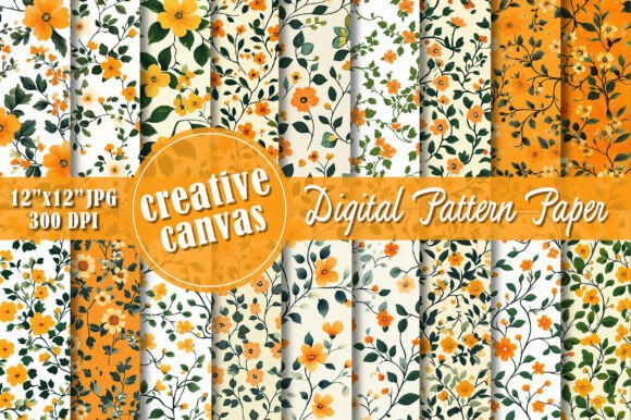 Orange Yellow Floral Seamless Pattern