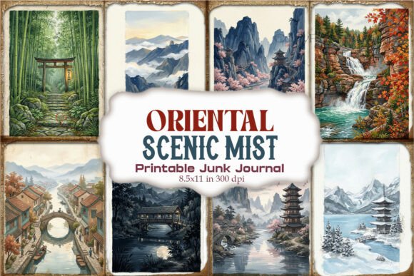 Oriental Scenic Mist Junk Journal Pages