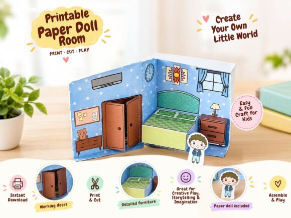 Paper Doll House Bedroom, Paper Craft