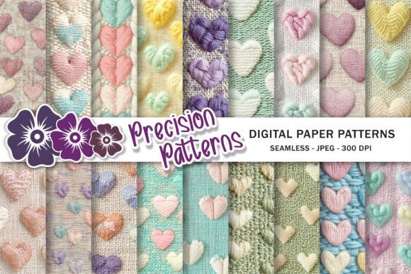 Pastel Hearts Tweed Fabric Backgrounds