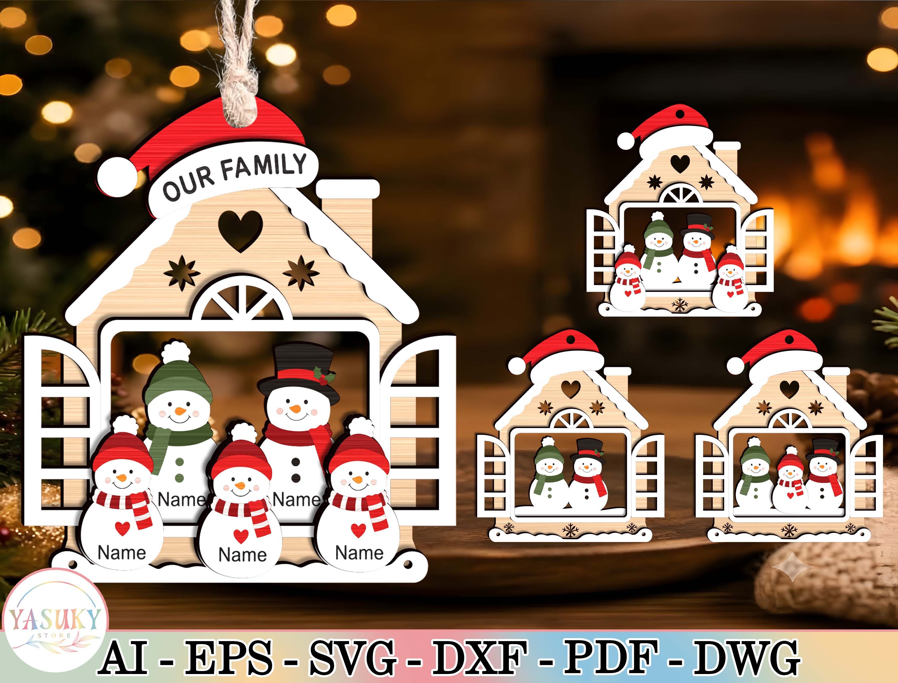 Personalized Xmas Family Ornament Svg